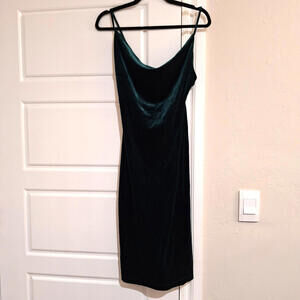 Lovely Day Green Velvet Midi Dress Small Cowl Neck Whimsigoth Coquette Holiday